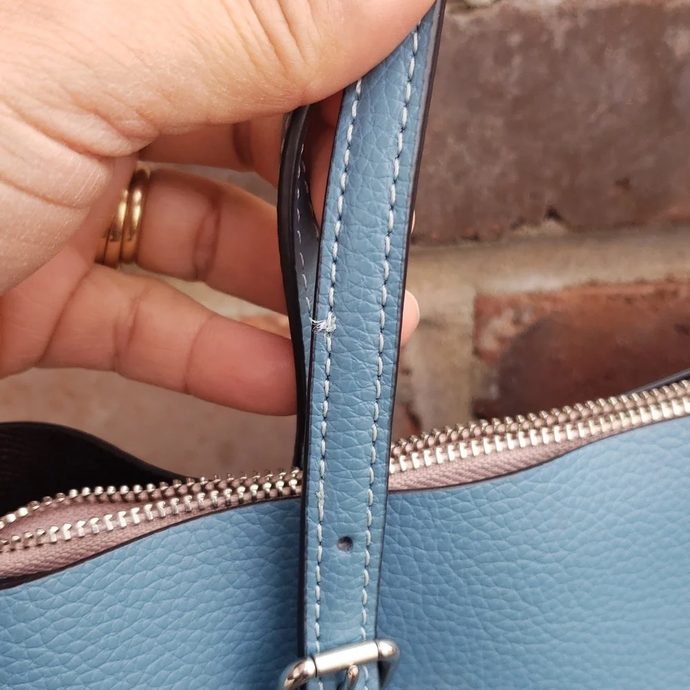 Coach Mollie Tote 25 Leather Satchel Convertible Bag Pacific Blue Designer - Picture 9 of 17